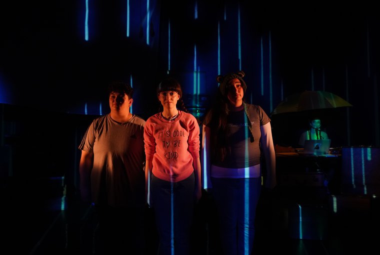 Alex Brain, Michaela Murphy, and Emily McGlynn in CASSIE AND THE LIGHTS
