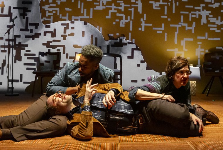 Joshua David Robinson, Robert M. Johanson, and Jennifer Morris in RADIO DOWNTOWN
