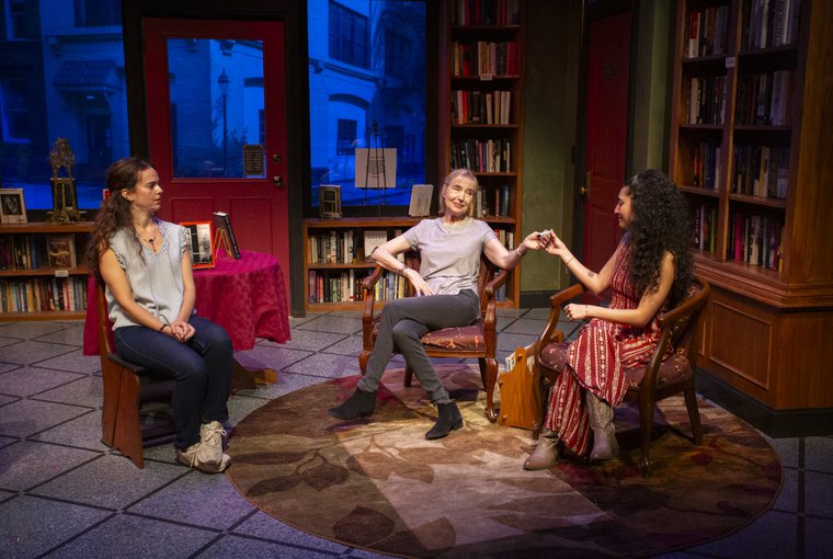 Arielle Goldman, Janet Zarish, and Ari Derambakhsh in THE BOOKSTORE